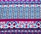 Blue-Fuchsia-Teal Poly Boho Multi Border Pattern Print Pebble Crepe Fabric By the Yard